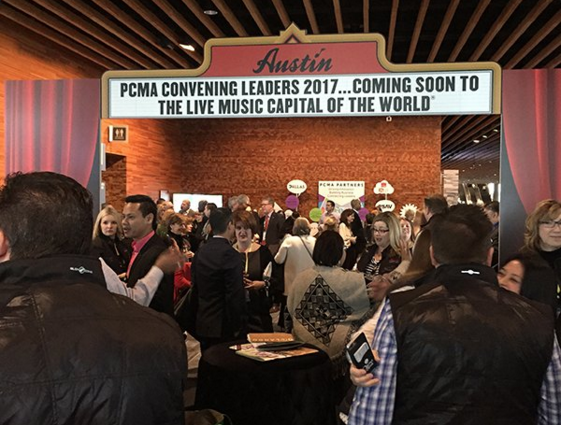 PCMA attendees visiting the ACVB Live Music Lounge