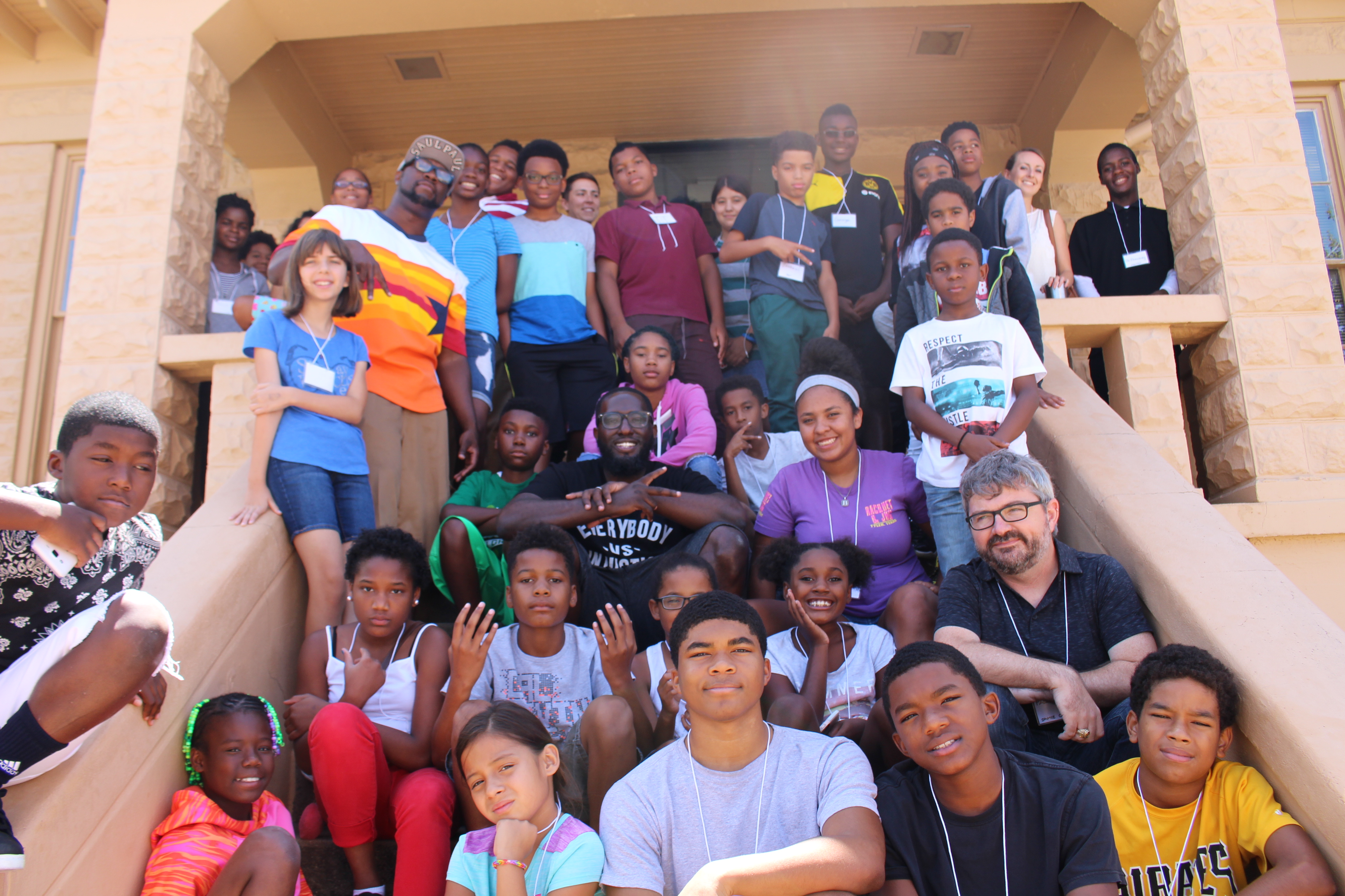 SaulPaul with the Kids from the Hip Hop Architecture Camp